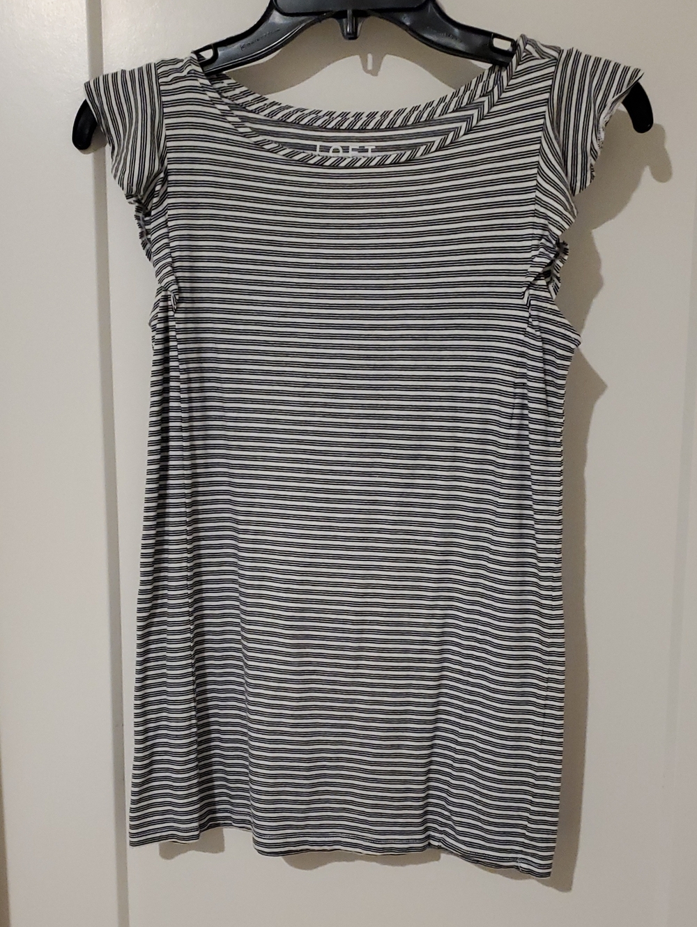 LOFT Black and White Striped Top XXS